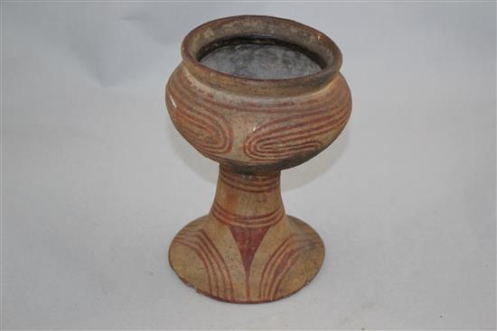 A Bam Chiang pottery goblet, Thailand, 4th century AD, 19.5cm